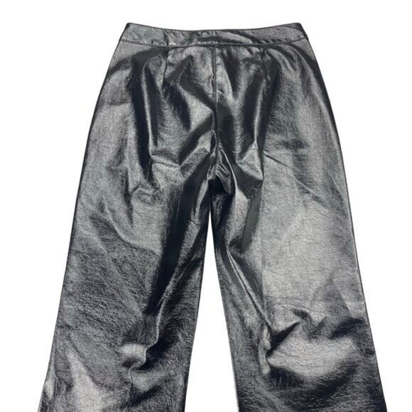 Aritzia Wilfred Vegan Leather Vinyl High Rise Straight Pant In Black Size 6 - Picture 6 of 6